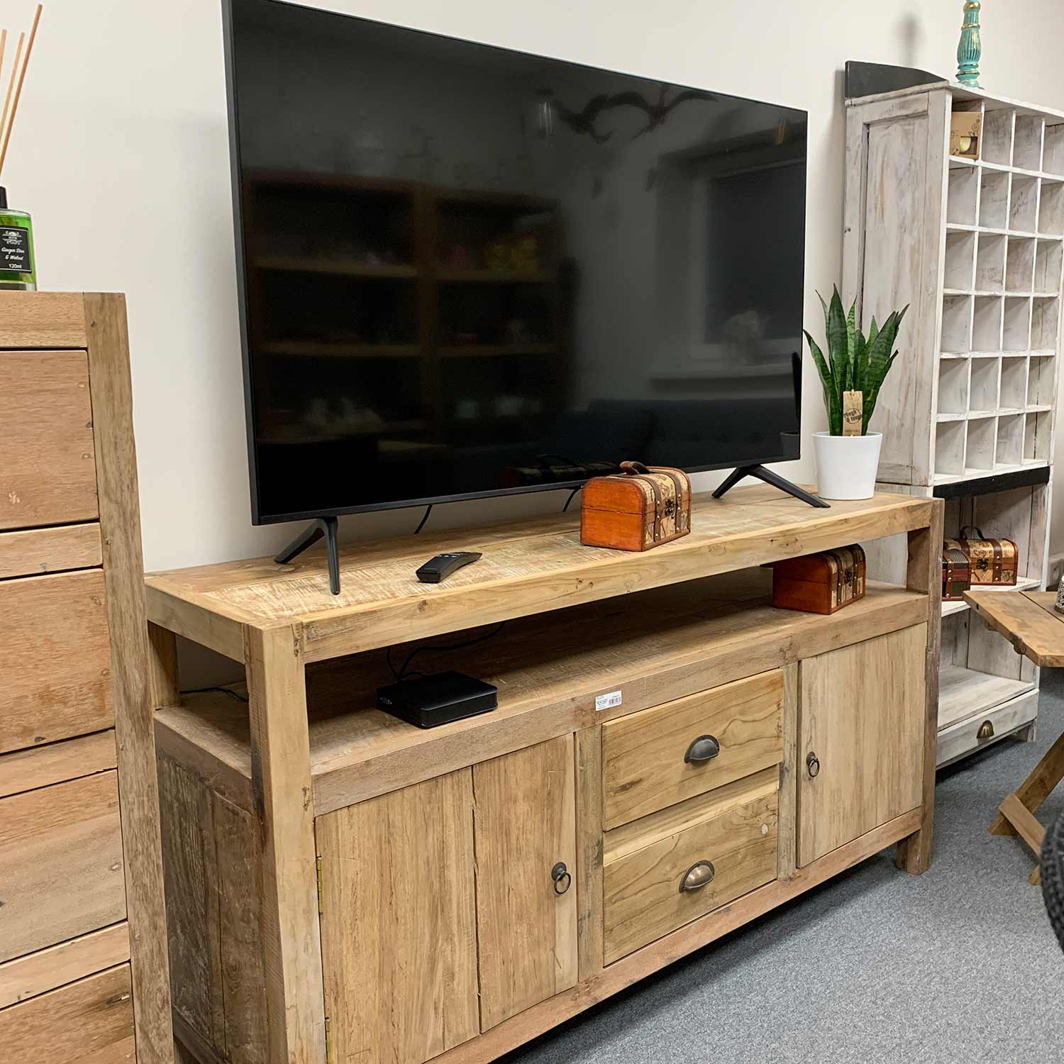 Large upcycled wood TV Stand