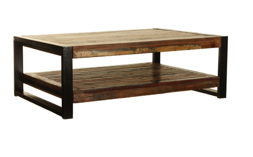 urban chic large coffee table with low-level shelf