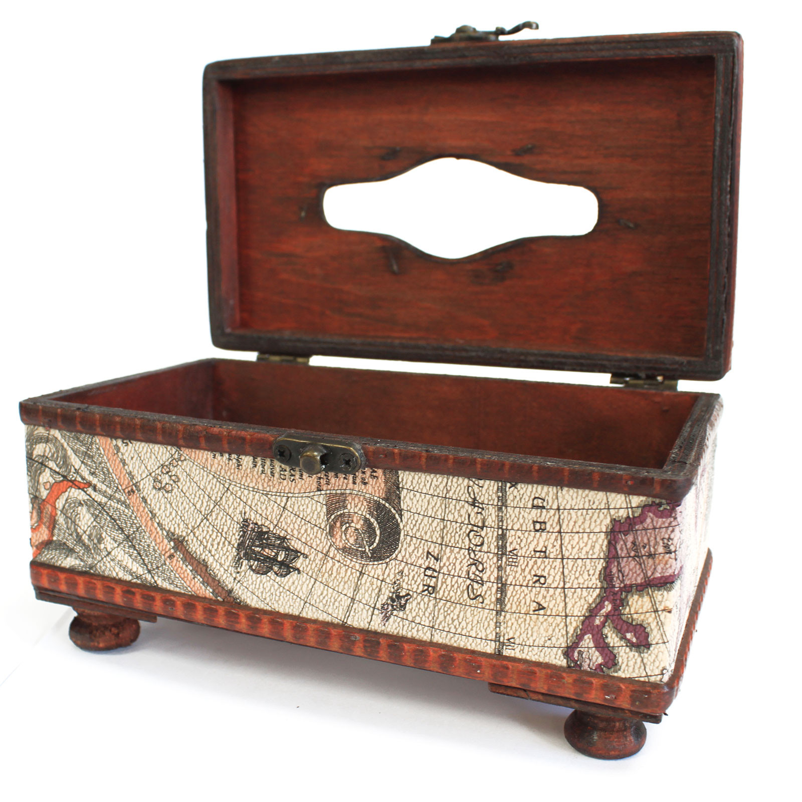 old map style tissue box