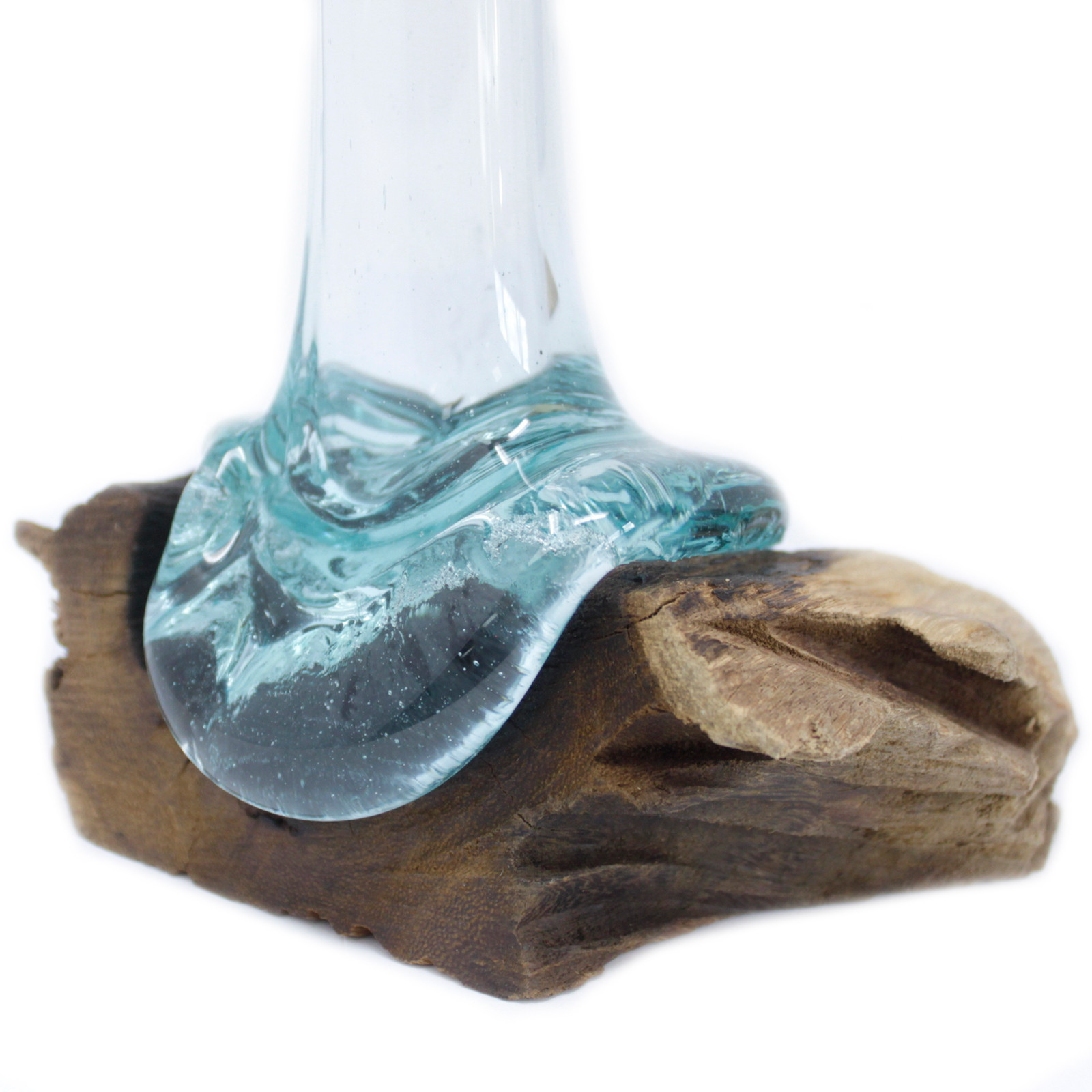 Molten Glass on Wood Vase